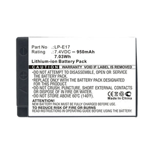 Batteries N Accessories BNA-WB-L10228 Digital Camera Battery - Li-ion, 7.4V, 950mAh, Ultra High Capacity - Replacement for Canon LP-E17 Battery