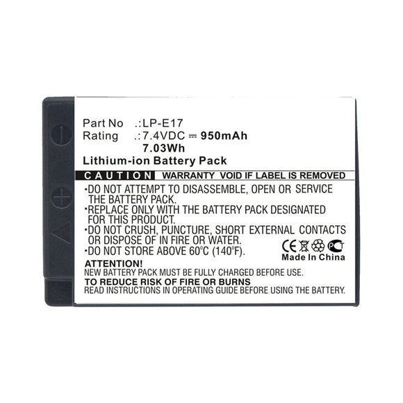 Batteries N Accessories BNA-WB-L10228 Digital Camera Battery - Li-ion, 7.4V, 950mAh, Ultra High Capacity - Replacement for Canon LP-E17 Battery