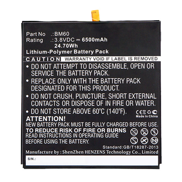 Batteries N Accessories BNA-WB-P15404 Tablet Battery - Li-Pol, 3.8V, 6500mAh, Ultra High Capacity - Replacement for Xiaomi BM60 Battery