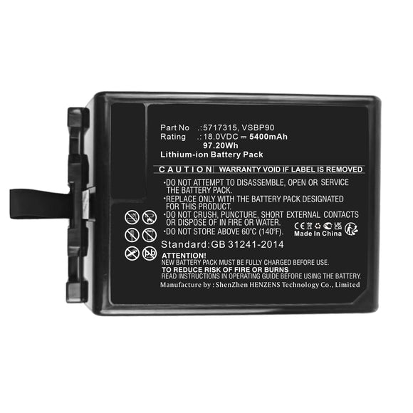 Batteries N Accessories BNA-WB-L18607 Medical Battery - Li-ion, 18V, 5400mAh, Ultra High Capacity - Replacement for GE 5717315 Battery