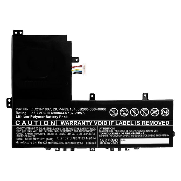 Batteries N Accessories BNA-WB-P10395 Laptop Battery - Li-Pol, 7.7V, 4900mAh, Ultra High Capacity - Replacement for Asus C21N1807 Battery