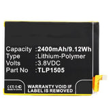 Batteries N Accessories BNA-WB-P8427 Cell Phone Battery - Li-Pol, 3.8V, 2400mAh, Ultra High Capacity Battery - Replacement for Wiko TLP1505, TLP15H30 Battery