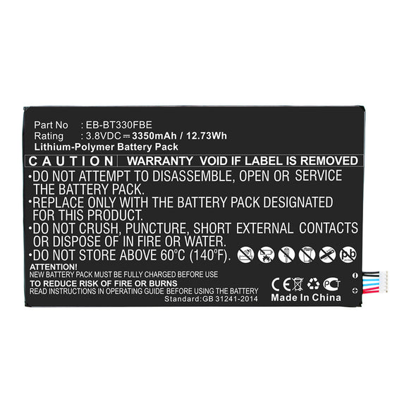 Batteries N Accessories BNA-WB-P13799 Tablet Battery - Li-Pol, 3.8V, 3350mAh, Ultra High Capacity - Replacement for Samsung EB-BT330FBE Battery