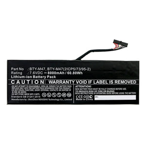 Batteries N Accessories BNA-WB-L15079 Laptop Battery - Li-ion, 7.6V, 8000mAh, Ultra High Capacity - Replacement for MSI BTY-M47 Battery