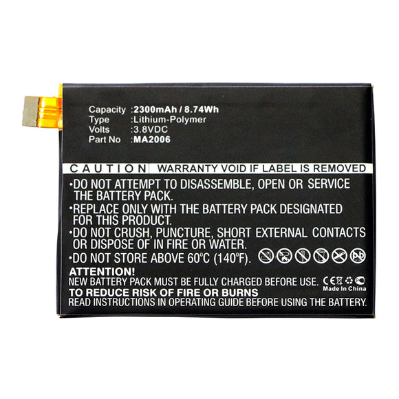 Batteries N Accessories BNA-WB-P14499 Cell Phone Battery - Li-Pol, 3.8V, 2300mAh, Ultra High Capacity - Replacement for MEITU MA2006 Battery