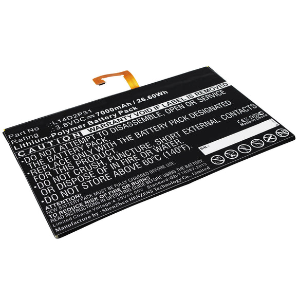 Batteries N Accessories BNA-WB-P5177 Tablets Battery - Li-Pol, 3.8V, 7000 mAh, Ultra High Capacity Battery - Replacement for Lenovo L14D2P31 Battery