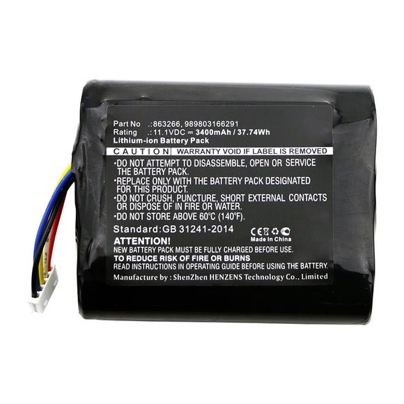 Batteries N Accessories BNA-WB-L15176 Medical Battery - Li-ion, 11.1V, 3400mAh, Ultra High Capacity - Replacement for Philips 863266 Battery
