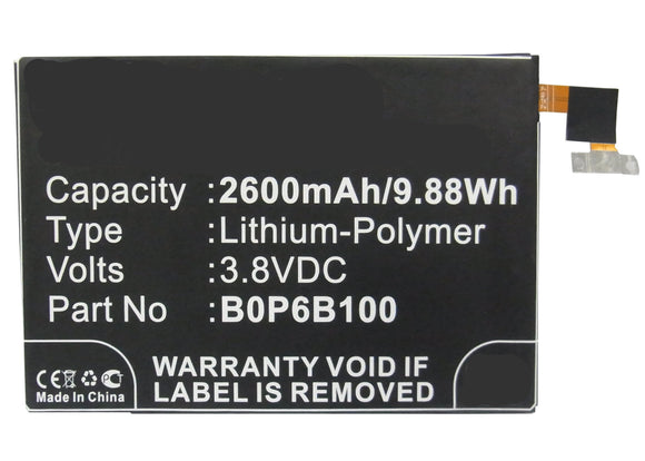 Batteries N Accessories BNA-WB-P3804 Cell Phone Battery - Li-Pol, 3.8, 2600mAh, Ultra High Capacity Battery - Replacement for HTC 35H00214-00M, BOP6B100 Battery