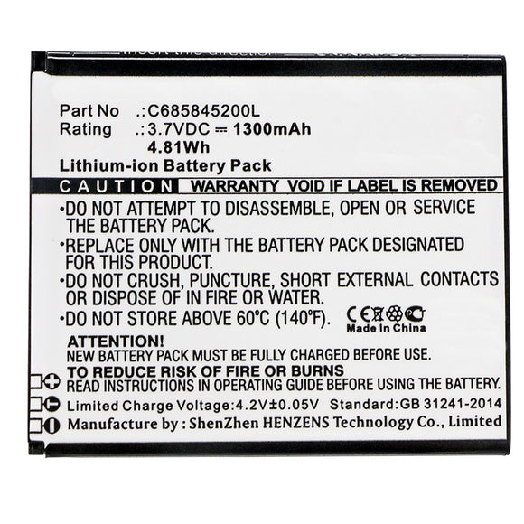Batteries N Accessories BNA-WB-L10004 Cell Phone Battery - Li-ion, 3.7V, 1300mAh, Ultra High Capacity - Replacement for Blu C685845200L Battery