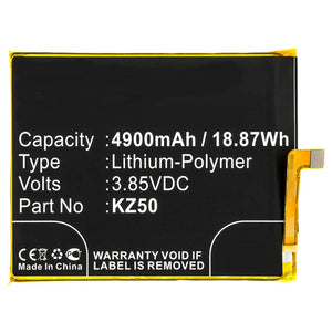 Batteries N Accessories BNA-WB-P8764 Cell Phone Battery - Li-Pol, 3.85V, 4900mAh, Ultra High Capacity - Replacement for Motorola KZ50 Battery