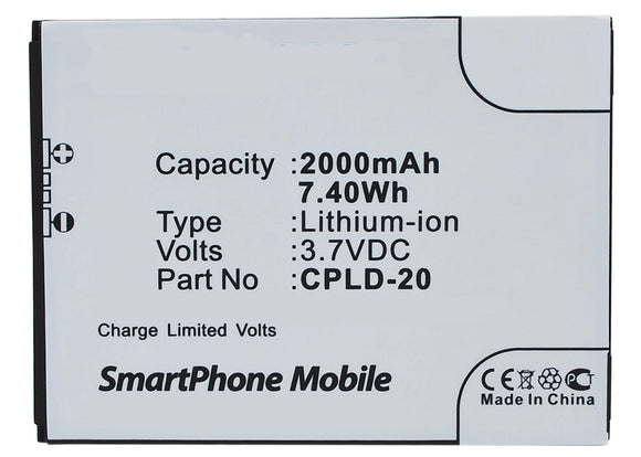 Batteries N Accessories BNA-WB-L3222 Cell Phone Battery - Li-Ion, 3.7V, 2000 mAh, Ultra High Capacity Battery - Replacement for Coolpad CPLD-20 Battery