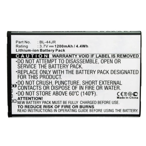 Batteries N Accessories BNA-WB-L12340 Cell Phone Battery - Li-ion, 3.7V, 1200mAh, Ultra High Capacity - Replacement for LG BL-44JR Battery