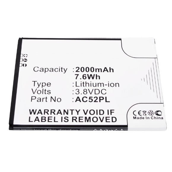 Batteries N Accessories BNA-WB-L3079 Cell Phone Battery - Li-Ion, 3.8V, 2000 mAh, Ultra High Capacity Battery - Replacement for Archos AC52PL Battery