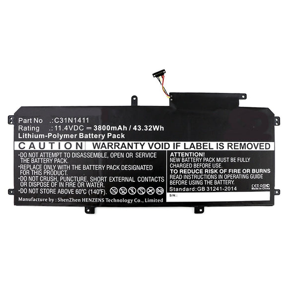 Batteries N Accessories BNA-WB-P10514 Laptop Battery - Li-Pol, 11.4V, 3800mAh, Ultra High Capacity - Replacement for Asus C31N1411 Battery