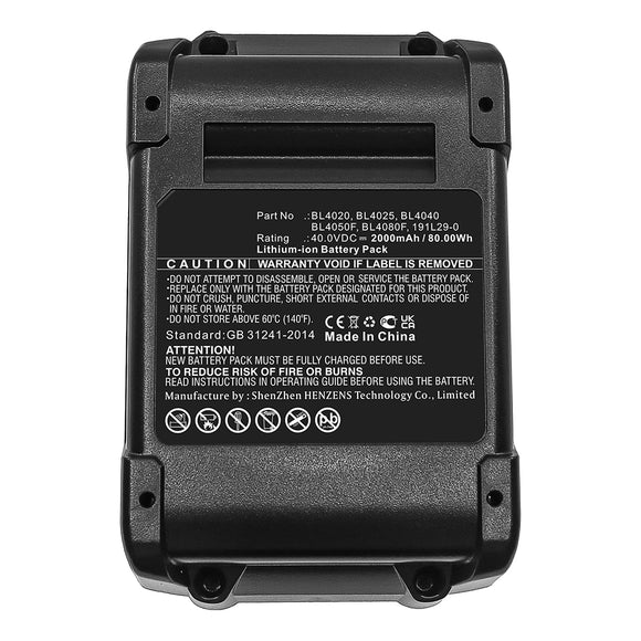 Batteries N Accessories BNA-WB-L16696 Power Tool Battery - Li-ion, 40V, 2000mAh, Ultra High Capacity - Replacement for Makita BL4020 Battery