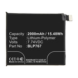 Batteries N Accessories BNA-WB-P14691 Cell Phone Battery - Li-Pol, 7.74V, 2000mAh, Ultra High Capacity - Replacement for OPPO BLP767 Battery