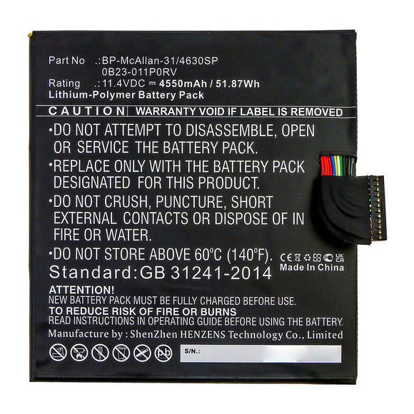 Batteries N Accessories BNA-WB-P14324 Tablet Battery - Li-Pol, 11.4V, 4550mAh, Ultra High Capacity - Replacement for Wacom 0B23-011P0RV Battery