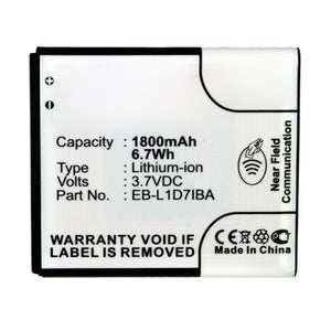 Batteries N Accessories BNA-WB-L13092 Cell Phone Battery - Li-ion, 3.7V, 1800mAh, Ultra High Capacity - Replacement for Samsung EB-L1D7IBA Battery