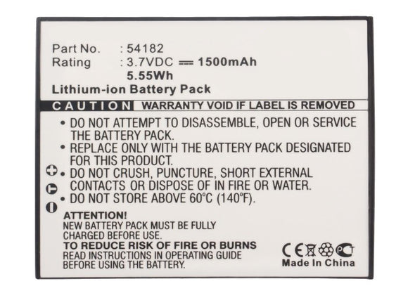 Batteries N Accessories BNA-WB-L8862-PL Player Battery - Li-ion, 3.7V, 1500mAh, Ultra High Capacity - Replacement for RCA 54182 Battery
