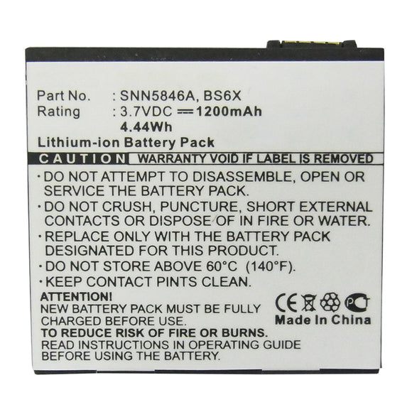 Batteries N Accessories BNA-WB-L16435 Cell Phone Battery - Li-ion, 3.7V, 1200mAh, Ultra High Capacity - Replacement for Motorola BS6X Battery