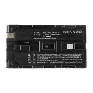 Batteries N Accessories BNA-WB-L14960 Digital Camera Battery - Li-ion, 7.4V, 6600mAh, Ultra High Capacity - Replacement for Sony NP-F930 Battery