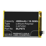 Batteries N Accessories BNA-WB-P17355 Cell Phone Battery - Li-Pol, 3.87V, 4800mAh, Ultra High Capacity - Replacement for OPPO BLP875 Battery