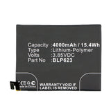 Batteries N Accessories BNA-WB-P14731 Cell Phone Battery - Li-Pol, 3.85V, 4000mAh, Ultra High Capacity - Replacement for OPPO BLP623 Battery
