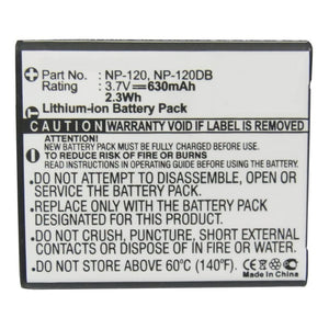 Batteries N Accessories BNA-WB-L8889 Digital Camera Battery - Li-ion, 3.7V, 630mAh, Ultra High Capacity - Replacement for Casio NP-120 Battery