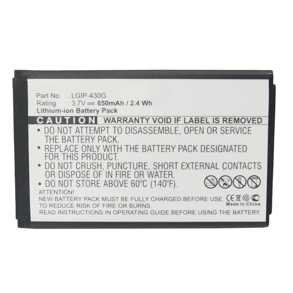 Batteries N Accessories BNA-WB-L12314 Cell Phone Battery - Li-ion, 3.7V, 650mAh, Ultra High Capacity - Replacement for LG LGIP-430G Battery