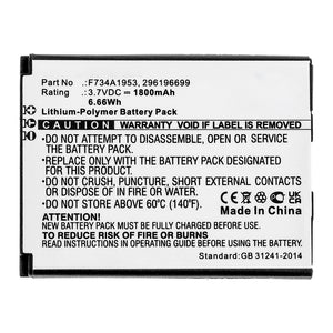 Batteries N Accessories BNA-WB-P16541 Credit Card Reader Battery - Li-Pol, 3.7V, 1800mAh, Ultra High Capacity - Replacement for Ingenico F734A1953 Battery