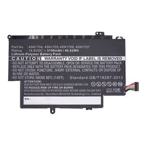 Batteries N Accessories BNA-WB-P16618 Laptop Battery - Li-Pol, 14.8V, 3150mAh, Ultra High Capacity - Replacement for Lenovo 45N1704 Battery