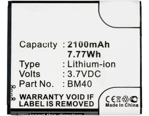 Batteries N Accessories BNA-WB-L3709 Cell Phone Battery - Li-Ion, 3.7V, 2100 mAh, Ultra High Capacity Battery - Replacement for Xiaomi BM40 Battery