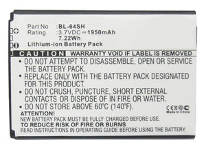 Batteries N Accessories BNA-WB-L3851 Cell Phone Battery - Li-ion, 3.7, 1950mAh, Ultra High Capacity Battery - Replacement for LG BL-64SH Battery