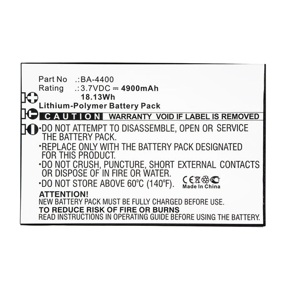 Batteries N Accessories BNA-WB-P15347 Remote Control Battery - Li-Pol, 3.7V, 4900mAh, Ultra High Capacity - Replacement for Lawmate BA-4400 Battery