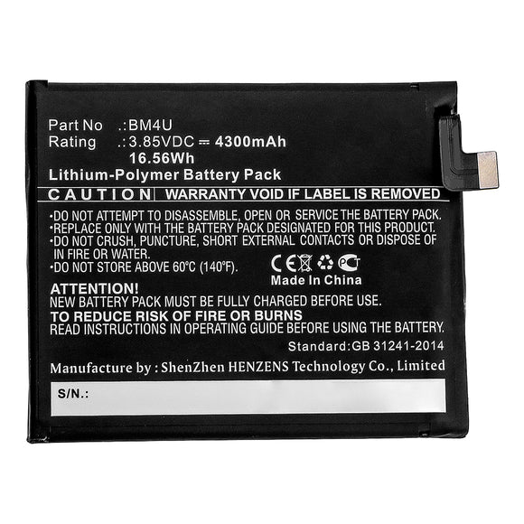 Batteries N Accessories BNA-WB-P14856 Cell Phone Battery - Li-Pol, 3.85V, 4300mAh, Ultra High Capacity - Replacement for Redmi BM4U Battery