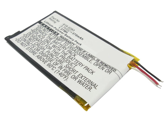 Batteries N Accessories BNA-WB-P8805 Player Battery - Li-Pol, 3.7V, 370mAh, Ultra High Capacity - Replacement for Apple 616-0282 Battery