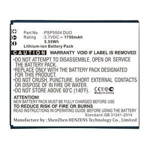 Batteries N Accessories BNA-WB-L16857 Cell Phone Battery - Li-ion, 3.7V, 1800mAh, Ultra High Capacity - Replacement for Prestigio PSP5505 Duo Battery