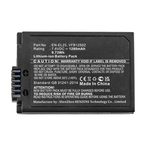 Batteries N Accessories BNA-WB-L14954 Digital Camera Battery - Li-ion, 7.6V, 1280mAh, Ultra High Capacity - Replacement for Nikon EN-EL25 Battery