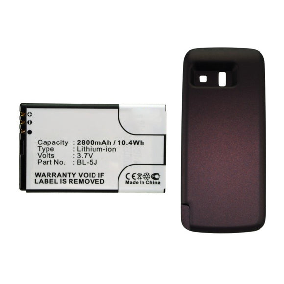 Batteries N Accessories BNA-WB-L16485 Cell Phone Battery - Li-ion, 3.7V, 2800mAh, Ultra High Capacity - Replacement for Nokia BL-5J Battery