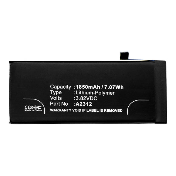 Batteries N Accessories BNA-WB-P12133 Cell Phone Battery - Li-Pol, 3.82V, 1850mAh, Ultra High Capacity - Replacement for Apple A2312 Battery