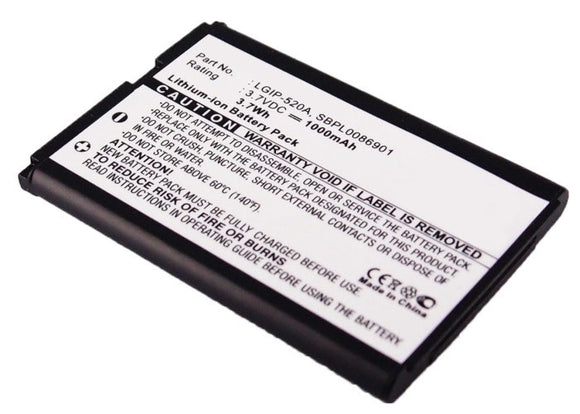 Batteries N Accessories BNA-WB-L3859 Cell Phone Battery - Li-ion, 3.7, 1000mAh, Ultra High Capacity Battery - Replacement for LG LGIP-520A, SBPL0086901 Battery
