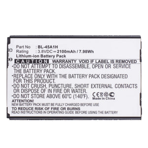 Batteries N Accessories BNA-WB-L645 Cell Phone Battery - Li-Ion, 3.8V, 2100 mAh, Ultra High Capacity Battery - Replacement for LG BL-45A1H Battery