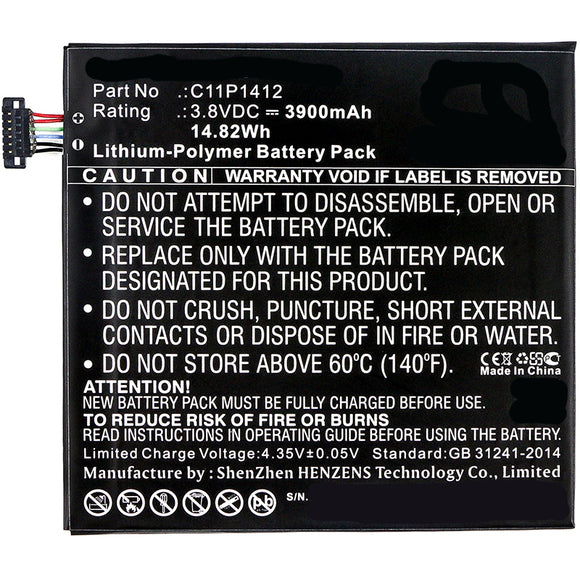 Batteries N Accessories BNA-WB-P8645 Tablets Battery - Li-Pol, 3.8V, 3900mAh, Ultra High Capacity Battery - Replacement for Asus 0B200-01260000, C11P1412, C11P1412 (1ICP3/99/100) Battery