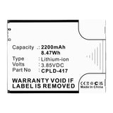 Batteries N Accessories BNA-WB-L15538 Cell Phone Battery - Li-ion, 3.85V, 2200mAh, Ultra High Capacity - Replacement for Coolpad CPLD-417 Battery