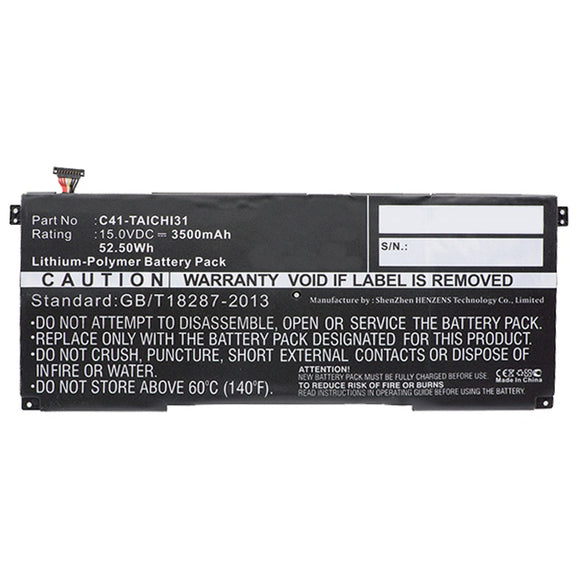 Batteries N Accessories BNA-WB-P10495 Laptop Battery - Li-Pol, 15V, 3500mAh, Ultra High Capacity - Replacement for Asus C41-TAICH131 Battery
