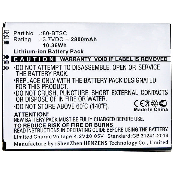Batteries N Accessories BNA-WB-L14435 Barcode Scanner Battery - Li-ion, 3.7V, 2800mAh, Ultra High Capacity - Replacement for Point Mobile 80-BTSC Battery