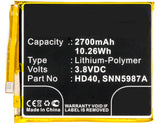 Batteries N Accessories BNA-WB-P8358 Cell Phone Battery - Li-Pol, 3.8V, 2700mAh, Ultra High Capacity Battery - Replacement for Motorola HD40, SNN5987A Battery