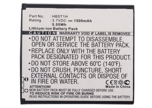 Batteries N Accessories BNA-WB-L3336 Cell Phone Battery - Li-Ion, 3.7V, 1500 mAh, Ultra High Capacity Battery - Replacement for Huawei HB5T1H Battery