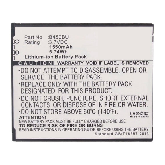 Batteries N Accessories BNA-WB-L13045 Cell Phone Battery - Li-ion, 3.7V, 1550mAh, Ultra High Capacity - Replacement for Samsung B450BC Battery