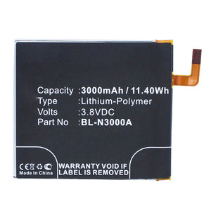 Batteries N Accessories BNA-WB-P11521 Cell Phone Battery - Li-Pol, 3.8V, 3000mAh, Ultra High Capacity - Replacement for GIONEE BL-N3000A Battery